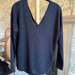 Treasure & Bond Navy V-Neck Blouse